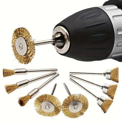 36 Piece Copper Wire Brush Set - Rust Removal Steel Wheel Rod, T-Polished Brush with Handle
