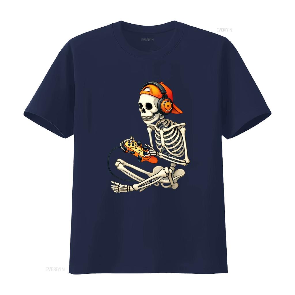 Halloween Skeleton Gamer Video Gaming Boys Unisex Kids T Shirt Vintage Soft Versatile Fashion Homme Breathable Stretched