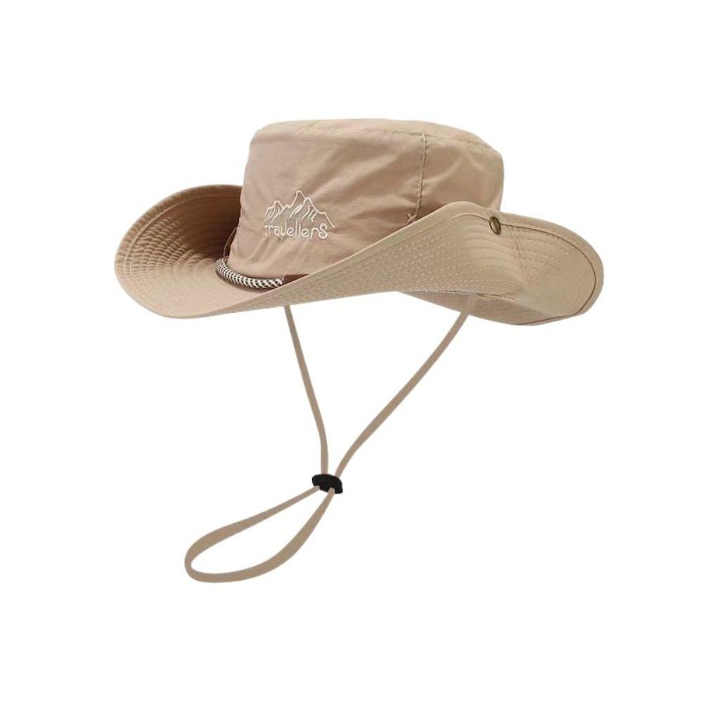 Solid Color Hiking Fisherman Hat Sun Protection Hiking Cap Breathable Western Cowboy Hat  Famale