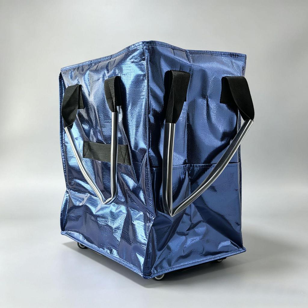 Sac chariot pliable HULKEN avec roues - Sac chariot de courses zippé grande capacité