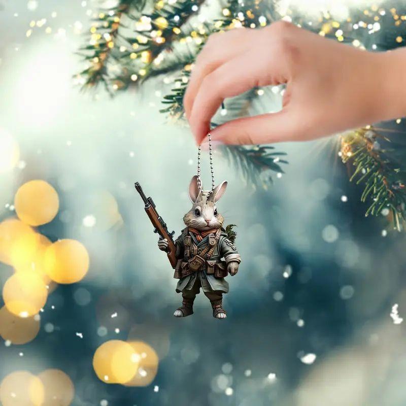 Cartoon Creative Acrylic Animal Gunner Car Hanging Ornament For Festive Interior Style