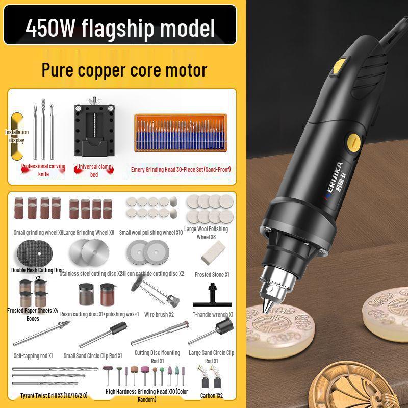 High-Power Handheld Electric Grinder for Wood Carving, Jade Polishing, Cleaning, Cutting & Engraving