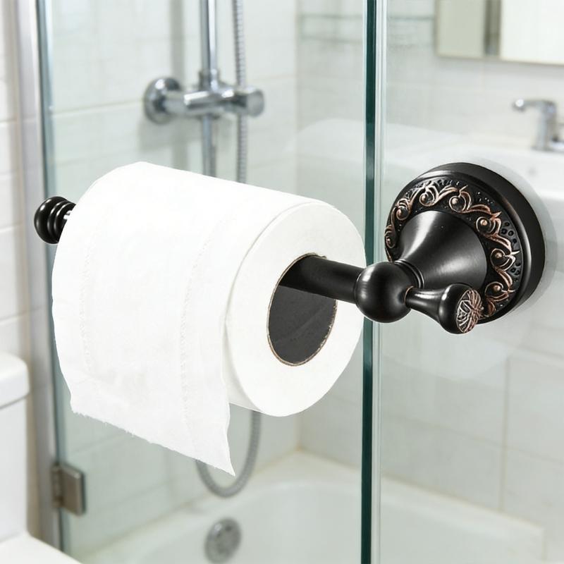 Strong Copper Tissue Paper Holder Retro Style Black Bronze Simple Mounts Tissue Bracket for Homes Easy Setups Decors