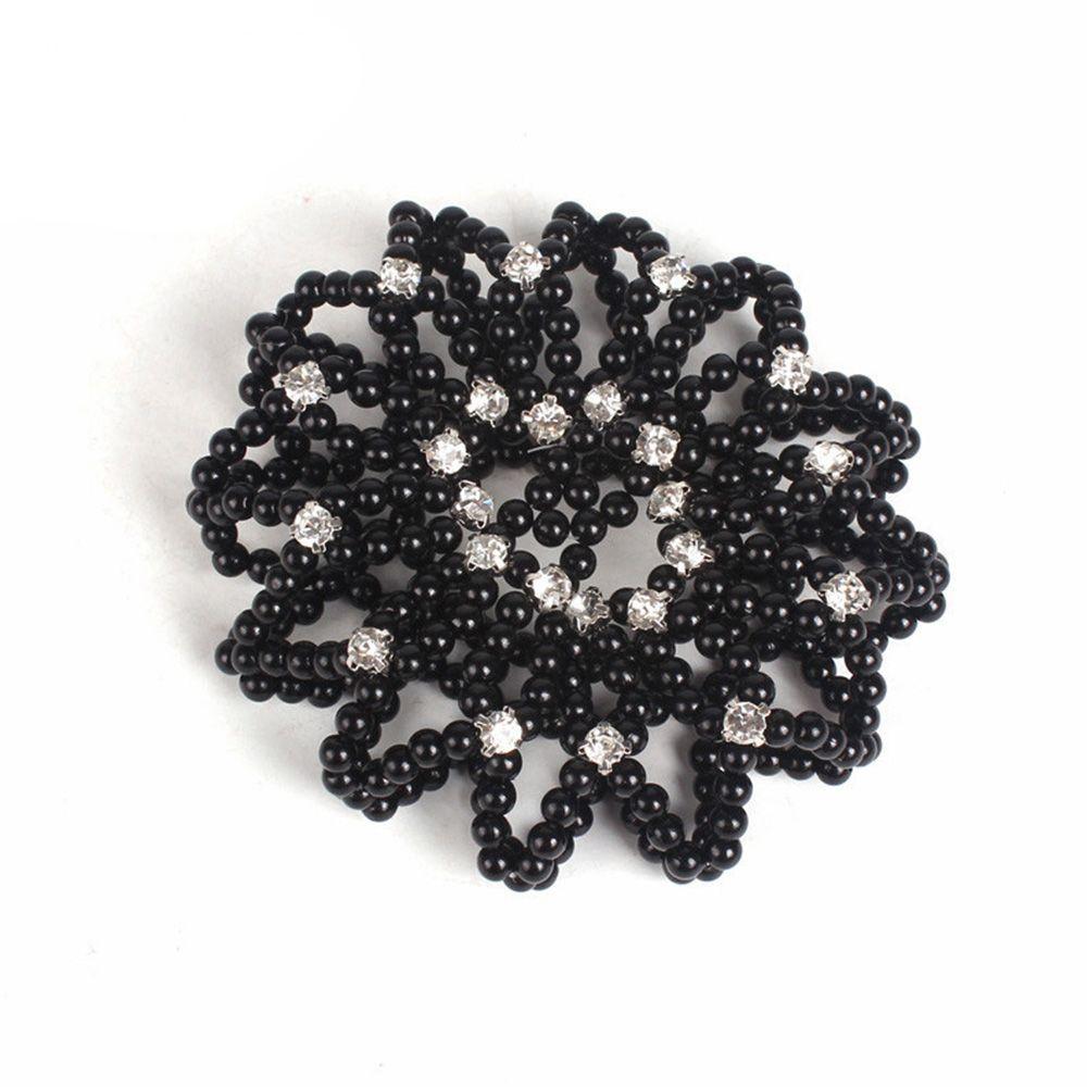 Furling Ladies Crystal Snood Dancing Elastic Balle Pearl Hair Nets Headwear Bun Net Hair Bun