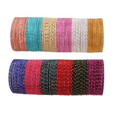 Touchstone Indian Bollywood Traditional Stunning Presentation 12 Textured Assorted Colors Designer Jewelry Bracelet Bangle Enriched with Silver Set of