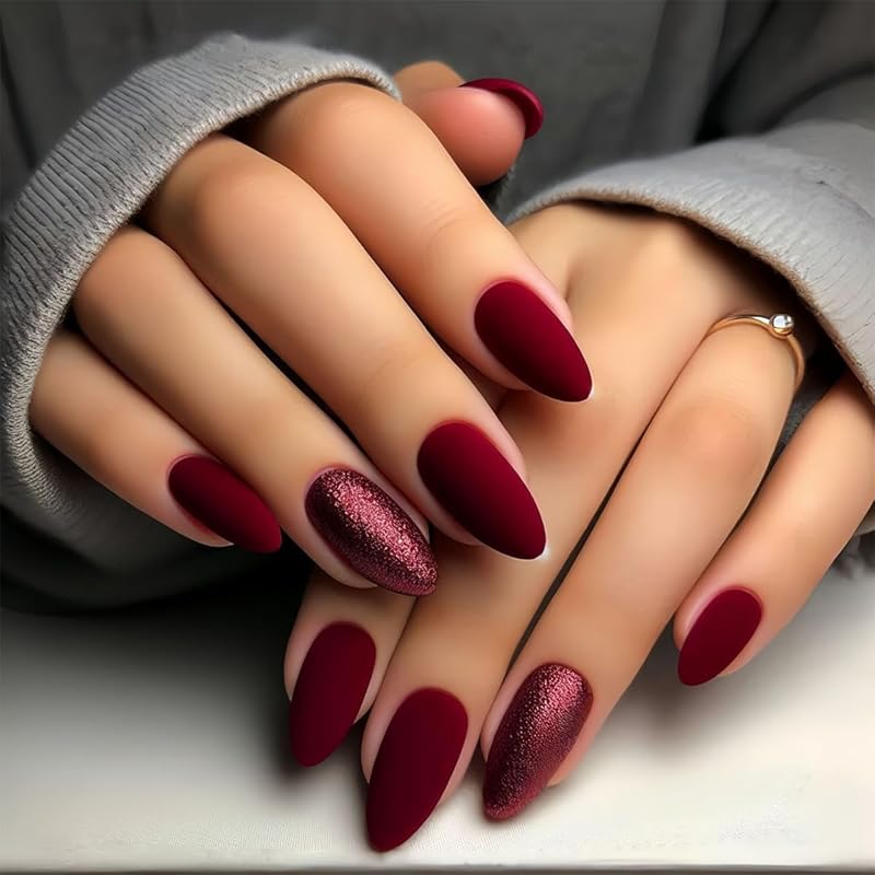 Christmas Cute Press On Nails Square Fake Nails Winter False Nails with Snowman Snowflake Designs Medium Glue On Nail Gloss Xmas Reusable Acrylic