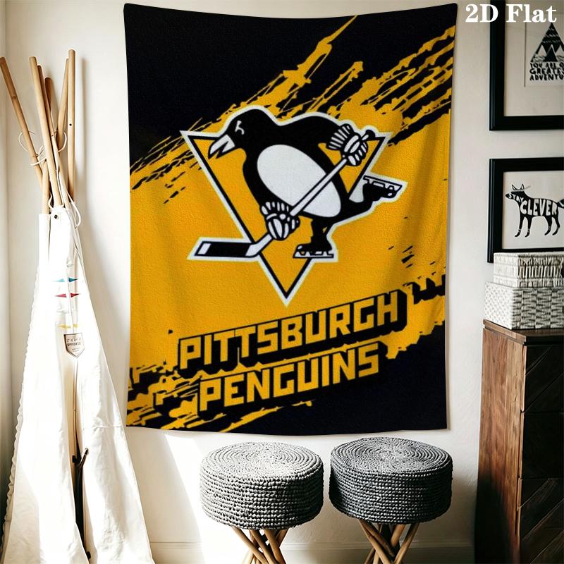 Pittsburgh Penguins Wall Tapestry Aesthetic Wall Hanging Printed Fabric Blanket Decorative Tapestries for Bedroom Living Room Home Decor