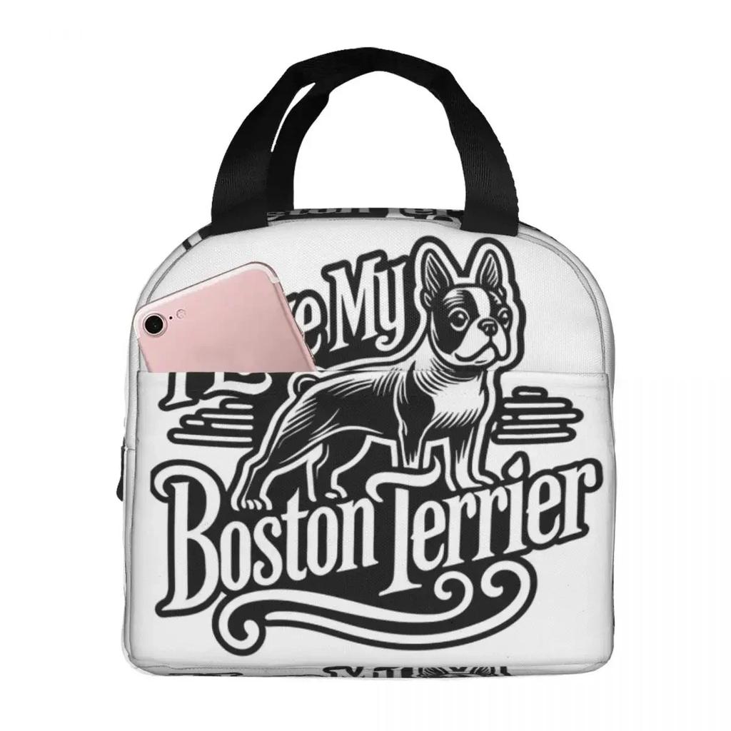 Boston Daddy Boston Bull Terrier Dog Insulated Lunch Bag for Women Kids Portable Food Boxes Thermal Lunch Box Tote