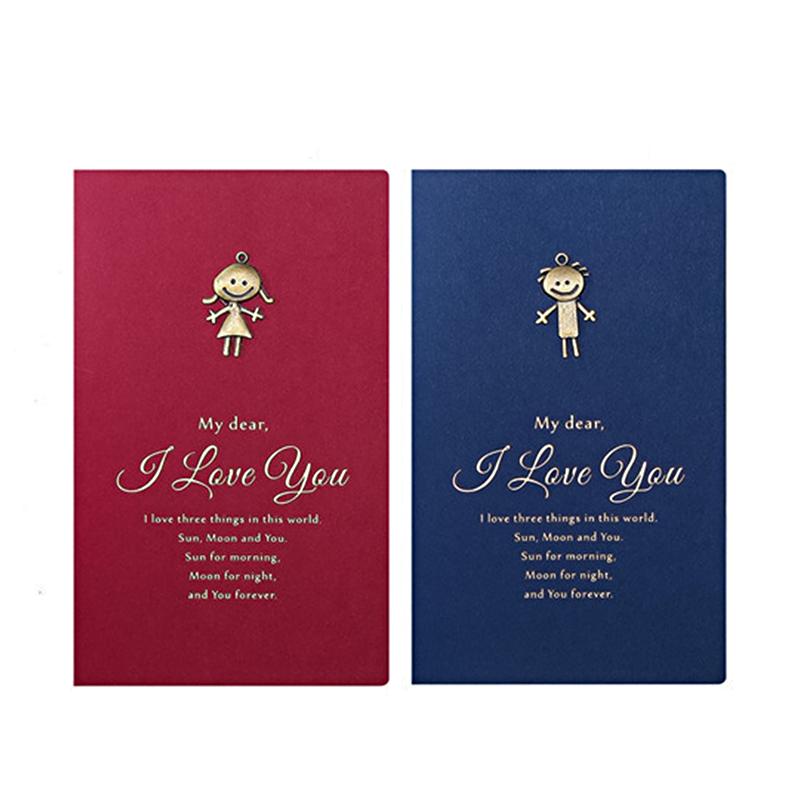 2Pcs Party Supplies For Blessing Gift Kraft Paper Valentine's Day Valentine Cards Vintage With Envelope Cartoon Pattern