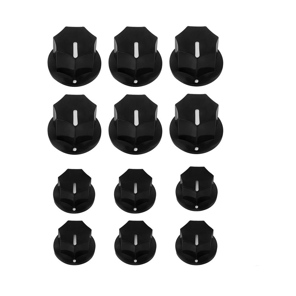 FLEOR 12pcs Plastic Amplifier Amp Knobs Bass Guitar Control Knobs Black Guitar Accessories,Big / Small Knobs Choose