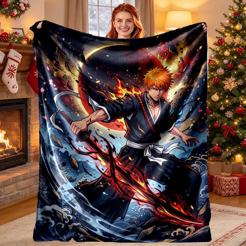 Bleach Pattern Blanket for Home Decoration, Bed, Sofa, Car Travel, Camping, Suitable for All Seasons, Birthday Christmas Gift
