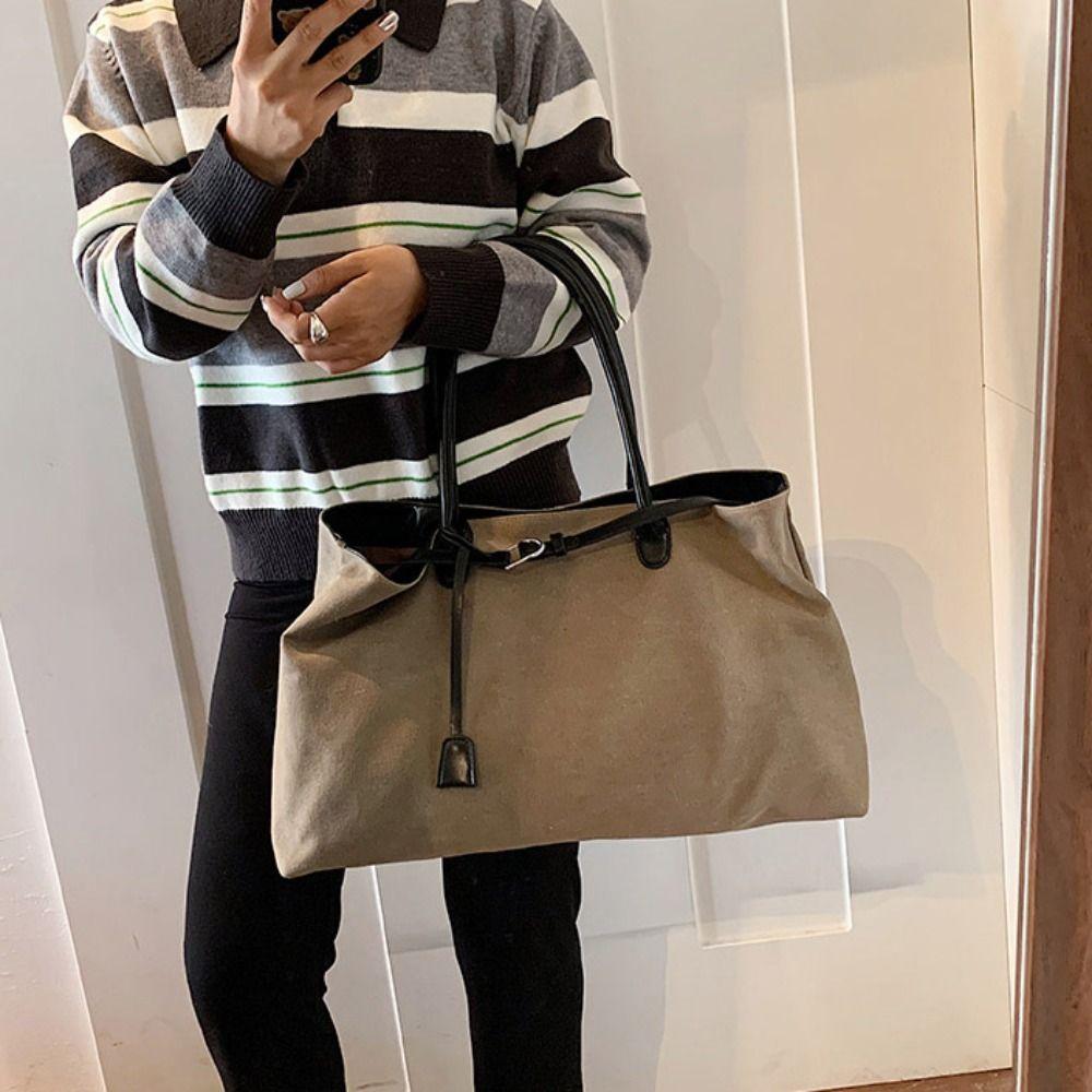 Tote Bag Suede Shoulder Bag Solid Color Underarm Packs Fashion Large Capacity Handbag  Travel
