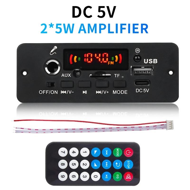 Wireless Bluetooth MP3 Decoder Board 10W DC 5V Amplifier DIY Car MP3 Player Audio FM Radio Handsfree Call Recording Support Microphone