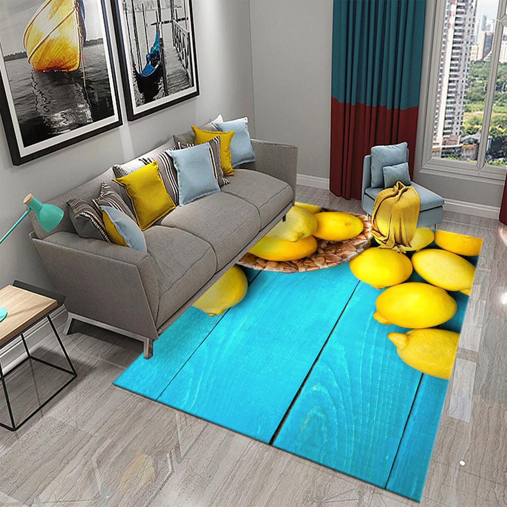 Yellow and Green Lemon Carpet Fresh Fruit Pattern Doormat Bathroom Kitchen Anti-slip Carpet Bedroom Living Room Decor Floor Rugs