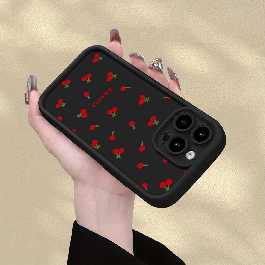 Case for iPhone 17 Pro Max Air 13 16 15 Plus 17e 11 14 12 Pro Phone Cover Cute Cartoon Cherry Lichee Pattern