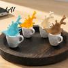 Dynamic Desktop Ornament 3D Printed Spilling Coffee Mug Figurine Splash Cup Sculpture Creative Shelf Ornaments Tabletop Decor for Home Office