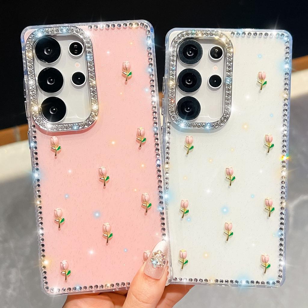 Samsung S25 Ultra Phone Case Tulip A17 New Flash Diamond A56 Luxury Flash Powder Case
