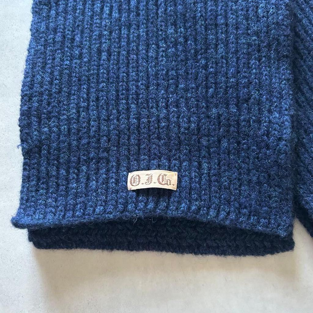 Used OLD JOE Ribbed Knit Wool Scarf Navy A/W