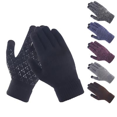 Winter Warm Gloves Large Size Knitted Fabric Touchscreen Compatible Full Finger Gloves for Outdoor Activities and Daily Use