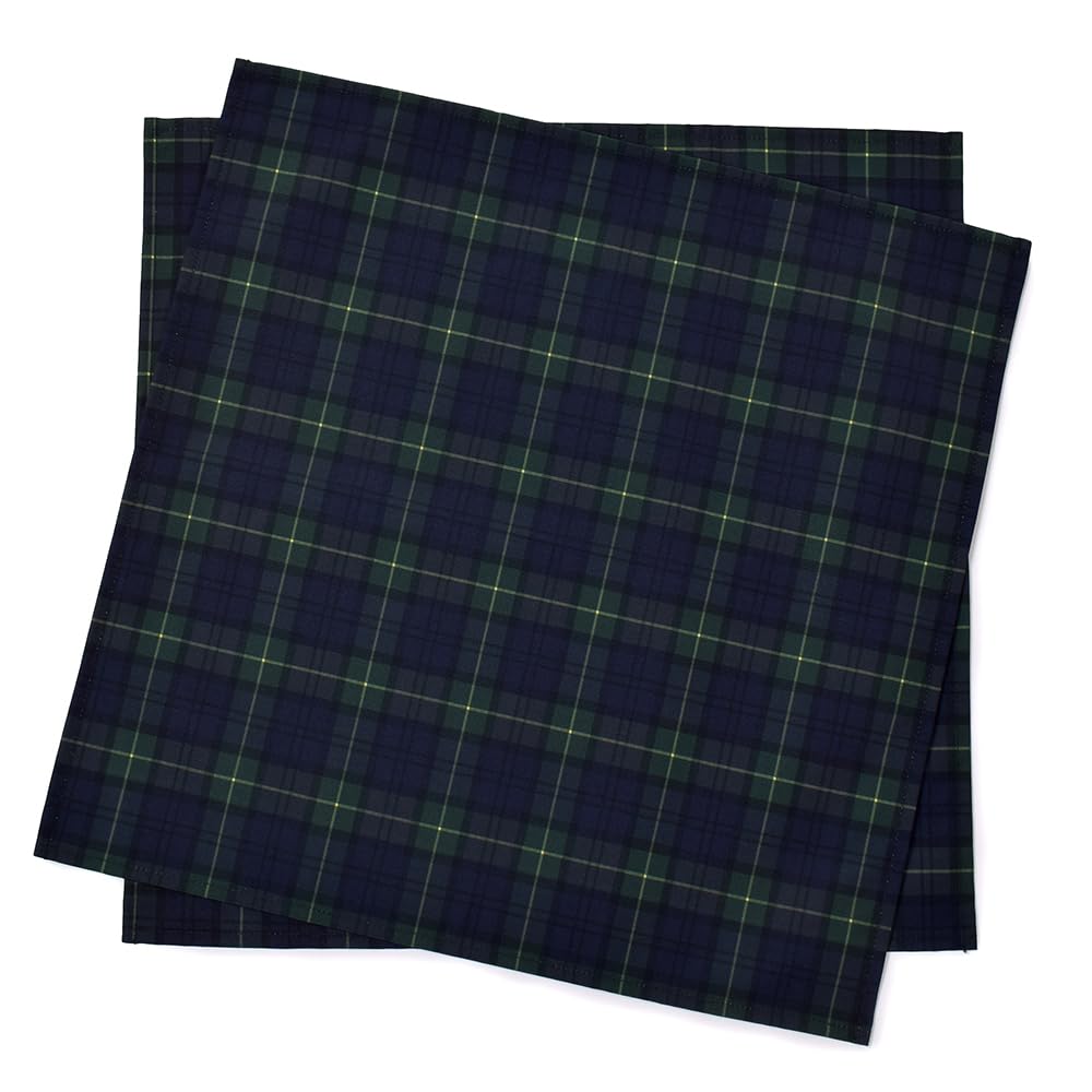 COLORFUL CANDY STYLE Lunch Lunch Napkins X Set of Tartan Check and Dark NL300900 Cloths/School (45cm 45cm), Water-Repellent, No-Iron, 2, Green,