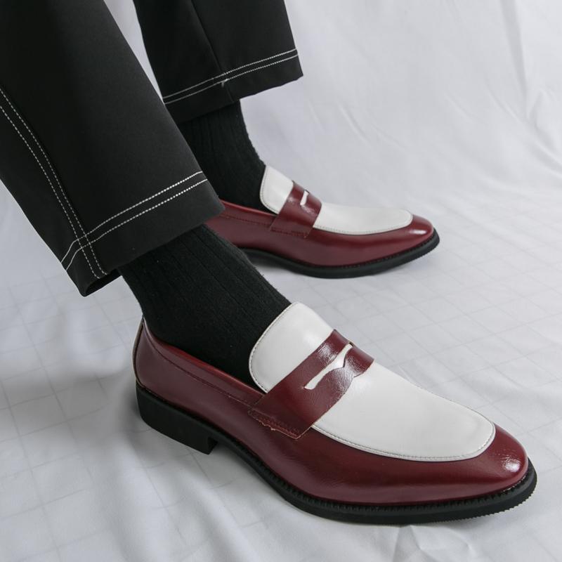 Men Loafers PU Splicing Low Heel Comfortable Breathable Classic Business Banquet Men Shoes Size 38-46