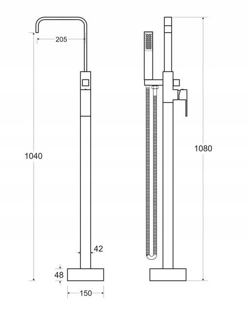 Besco MODERN II Black Floor-standing Bathtub Faucet