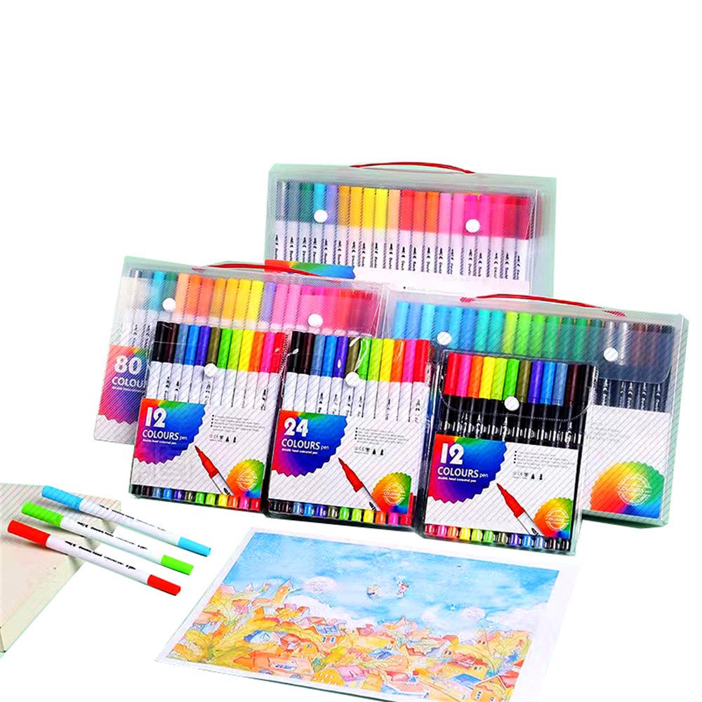 Dětské dvouhlavé měkké akvarelové fixy - Omyvatelné, štětce s barvou na vodní bázi