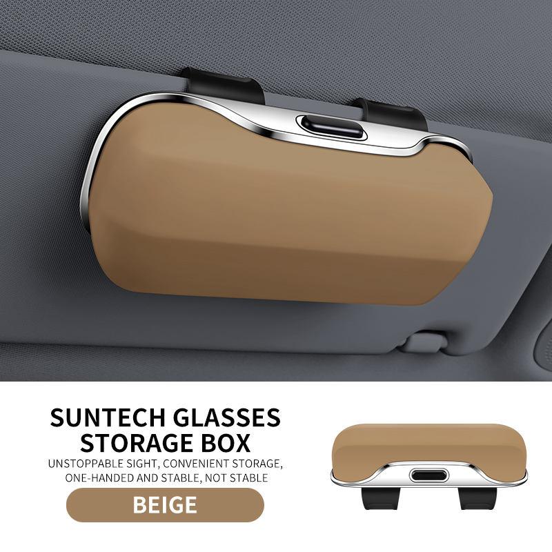 

Multifunction Car Glasses Box Portable Car Sunglasses Holder Car Driving Glasses Holder Eyeglass Case Sun Visor Car Accessories бежевий