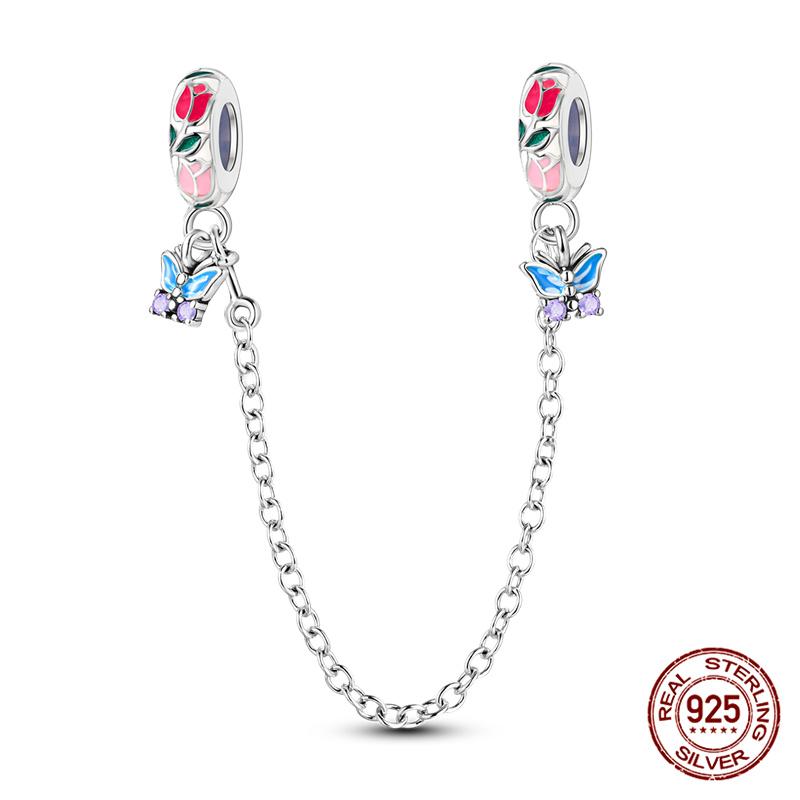 Genuine Copper Cute Claw Bone Maple Leaf Safety Chain Fit Original Bracelets Diy Jewelry Item Producing For Women Present