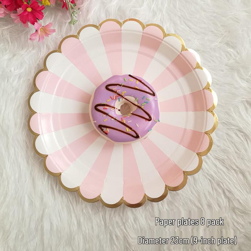 OIMG Gold Foil Pink Disposable Paper Plates