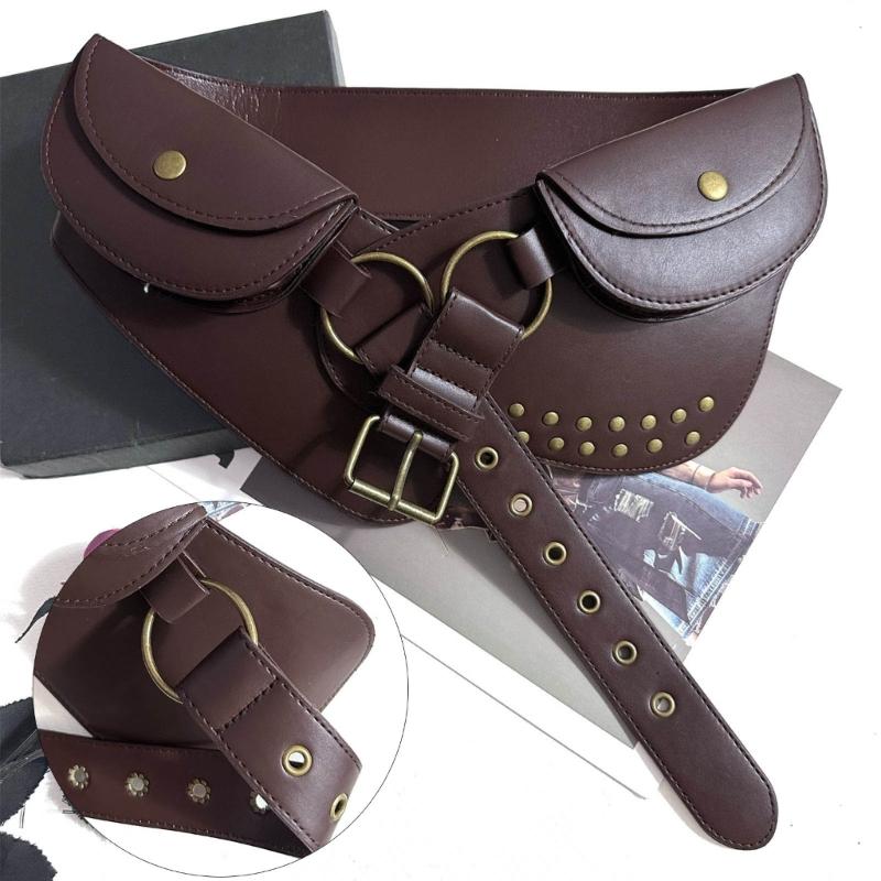 Wide PU Waist Cincher For Women Men Pants And Dresses Cosplay Event Gathering Waist Pack Belt Bag for Stage Perfomrances