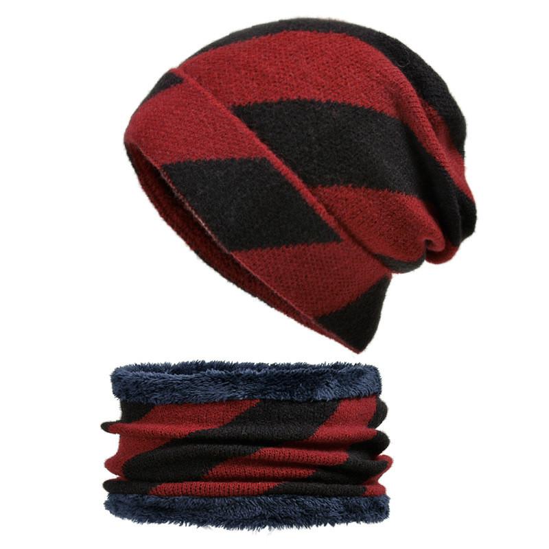 Outdoor Knitted Beanie Hat For Winter Cycling And Skiing With Windproof Warmth For Adults бордовый