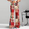 Women's Fashion Loose Drawstring Waist Christmas Plaid Printed Casual Sports Pants Casual Flared Pants