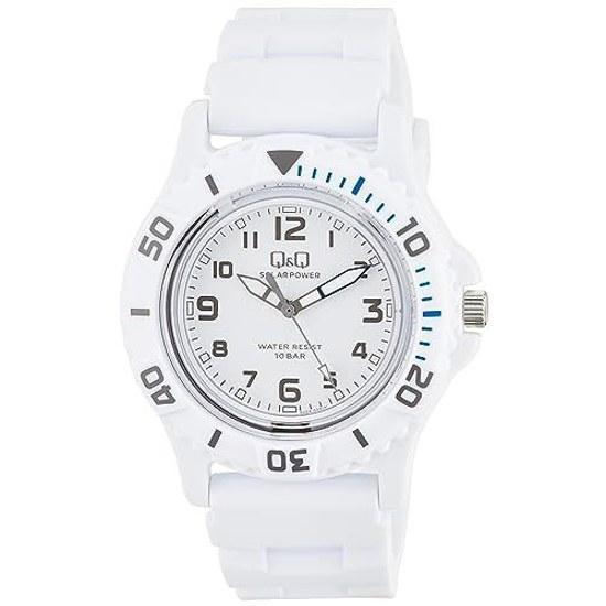 Citizen QQ Analog Solar Watch 10 ATM Water Resistant Urethane Belt E02A-003VK Mens White
