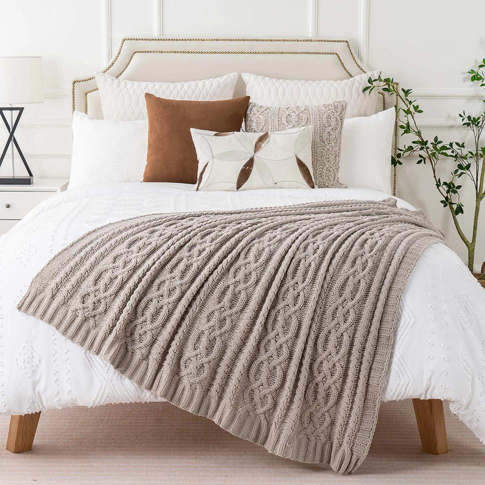Knitted Blankets Thick Chenille Blanket Plaid Throw Blanket For Sofa Chunky Throws Bedspread On The Bed New Year Decor