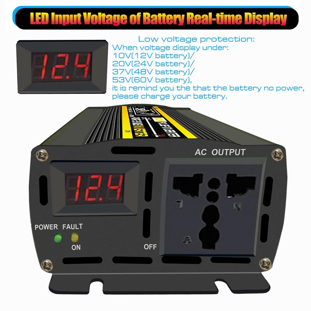 LCD Display Solar Power Inverter 12V 24V To 110V/220V Pure Sine Wave Voltage Transformer Car Charge Converter 8000/10000W