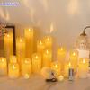 3PCS Flickering Swinging Flameless LED Candles Long Lasting USB Pillar Candle Window Lamp Portable Atmosphere Lamp