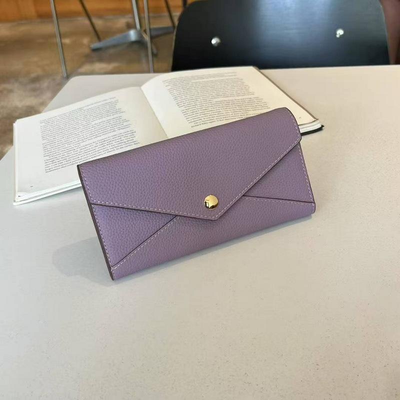 New leather wallet first layer cowhide Li pattern envelope splicing contrasting color long three fold wallet wholesale