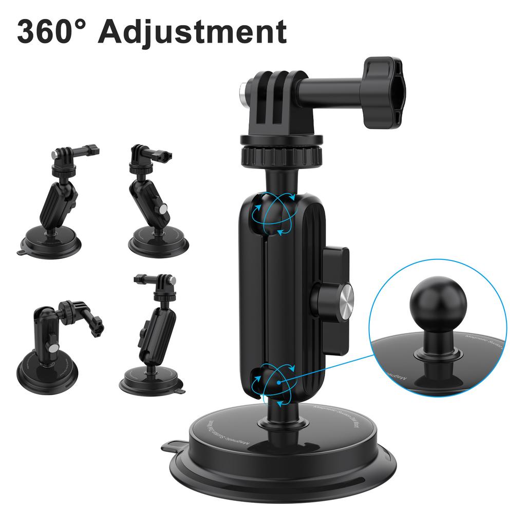 K03 For Insta360/GoPro Rotatable Action Camera Bracket Magnetic Suction Cup Mount Camera Support Stand