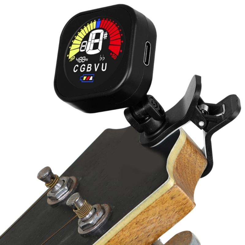 Rotating Guitar Tuner Professional Clip-On Tuner with Clear LCD Display Digital Electronic Tuner Guitar Accessories