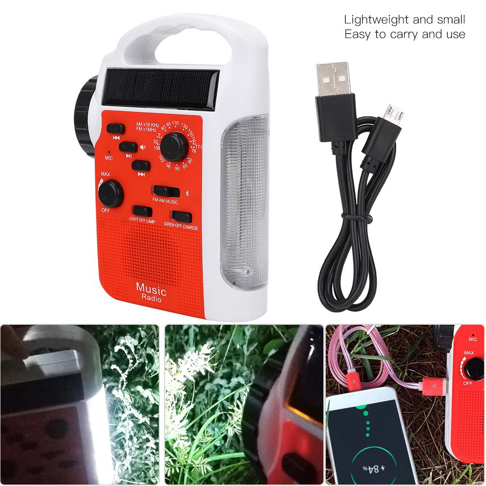 Kunststoff Solar Tragbar Handkurbel Multifunktional AM FM Radio Handy Powerbank LED