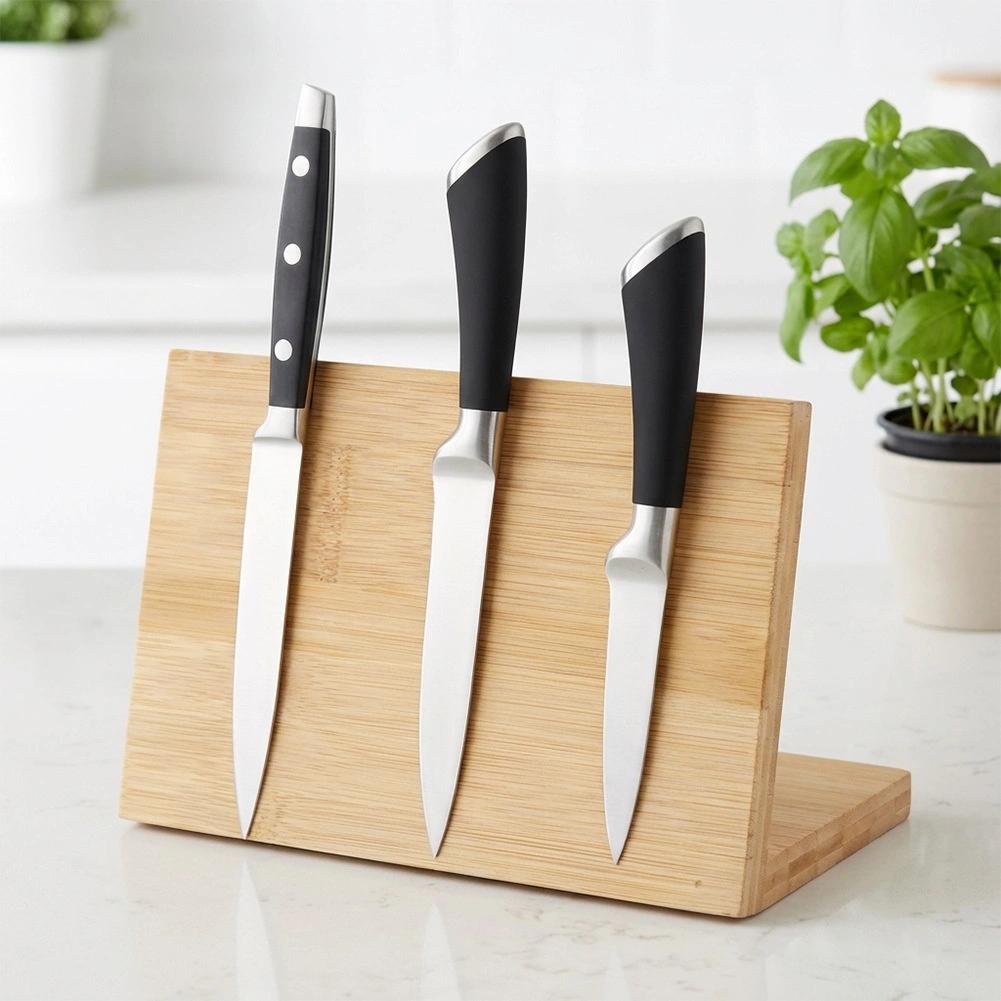 Bambusständer Küchenblock für Messer Universeller Magnetischer Messerblock