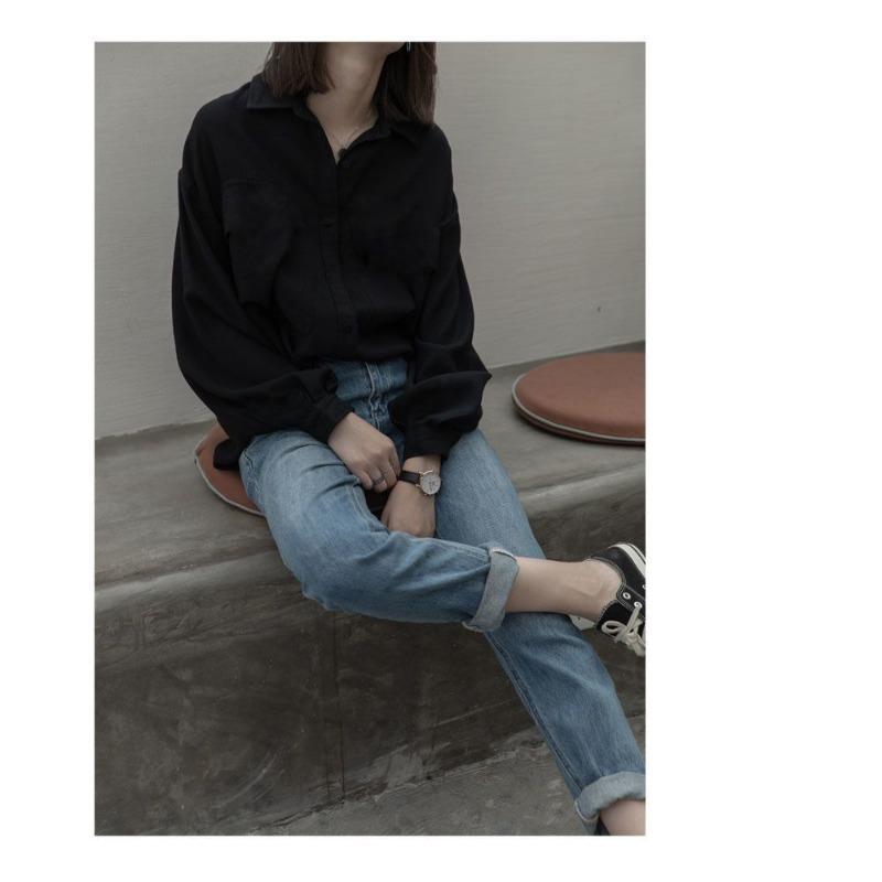 Retro Shirt Dames Lange Mouwen Lente en Herfst Casual Los Veelzijdig Shirt Top