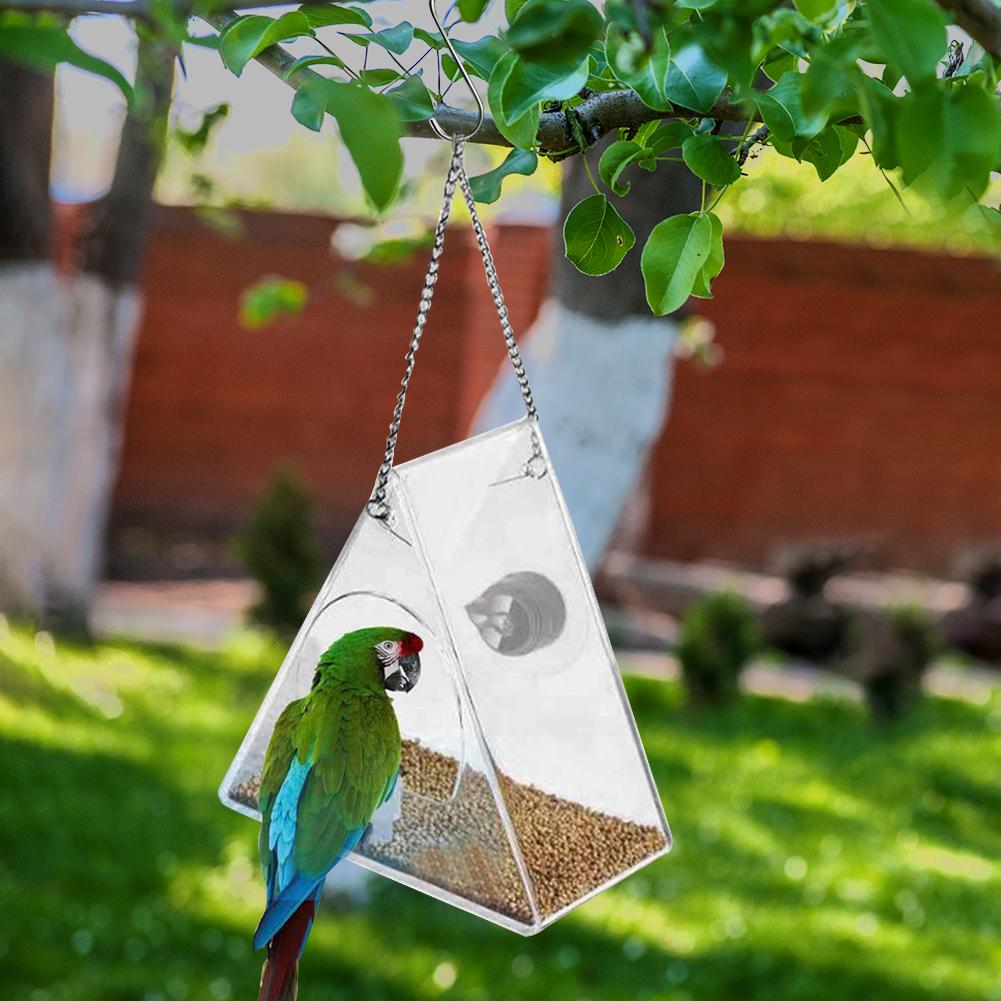 Smart Birds Hanging Feeder Transparent with Camera Home Pet Bird Feeder 1080P HD Easy Installation for Outdoor Garden