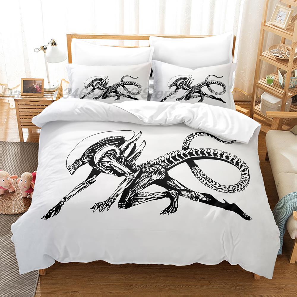 Alien Bedding Set Single Twin Full Queen King Size Bed Set Aldult Kid Bedroom Duvetcover Sets 3D Xenomorph Bed Sheet Set