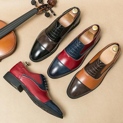 Zapatos Derby de Hombre Nuevos Mocasines Patchwork de Negocios Moda Caballero Zapato de Vestir para Boda Oficina para Hombre Cuero Genuino Talla Grande 38-46