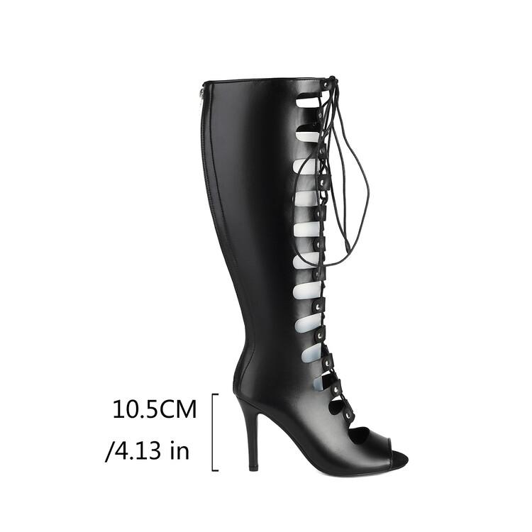Fashion Cross Strap Rivet Belt Buckle Women's Cool Boots Summer Sexy Silvery Gold High Heel Sandals Dress Party Motorcycle Boots Size 48