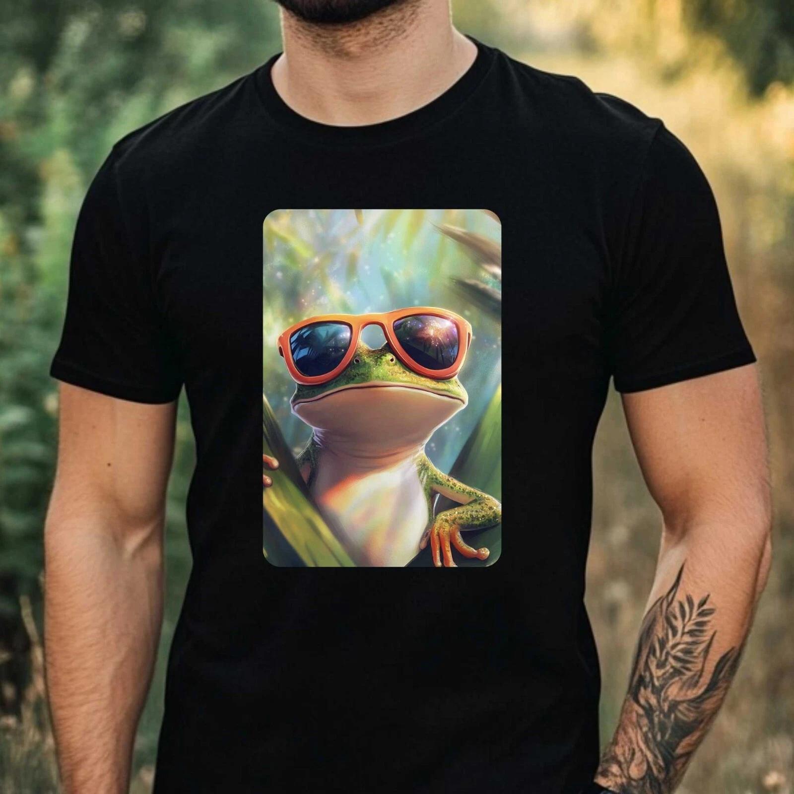 T-Shirt Herren Frosch mit Sonnenbrille Motiv Baumwolle Größe XS bis 5XL L