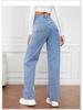 Women's Commuting Wide-Leg Jeans: Washed Elastic European-American Style