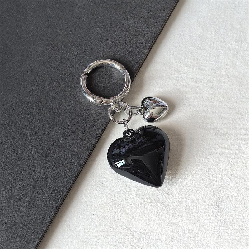 

Черный прозрачный пухлый брелок в форме сердца с подвесками, модная сумка, рюкзак, подвесной орнамент, брелок для автомобиля для женщин чёрный
